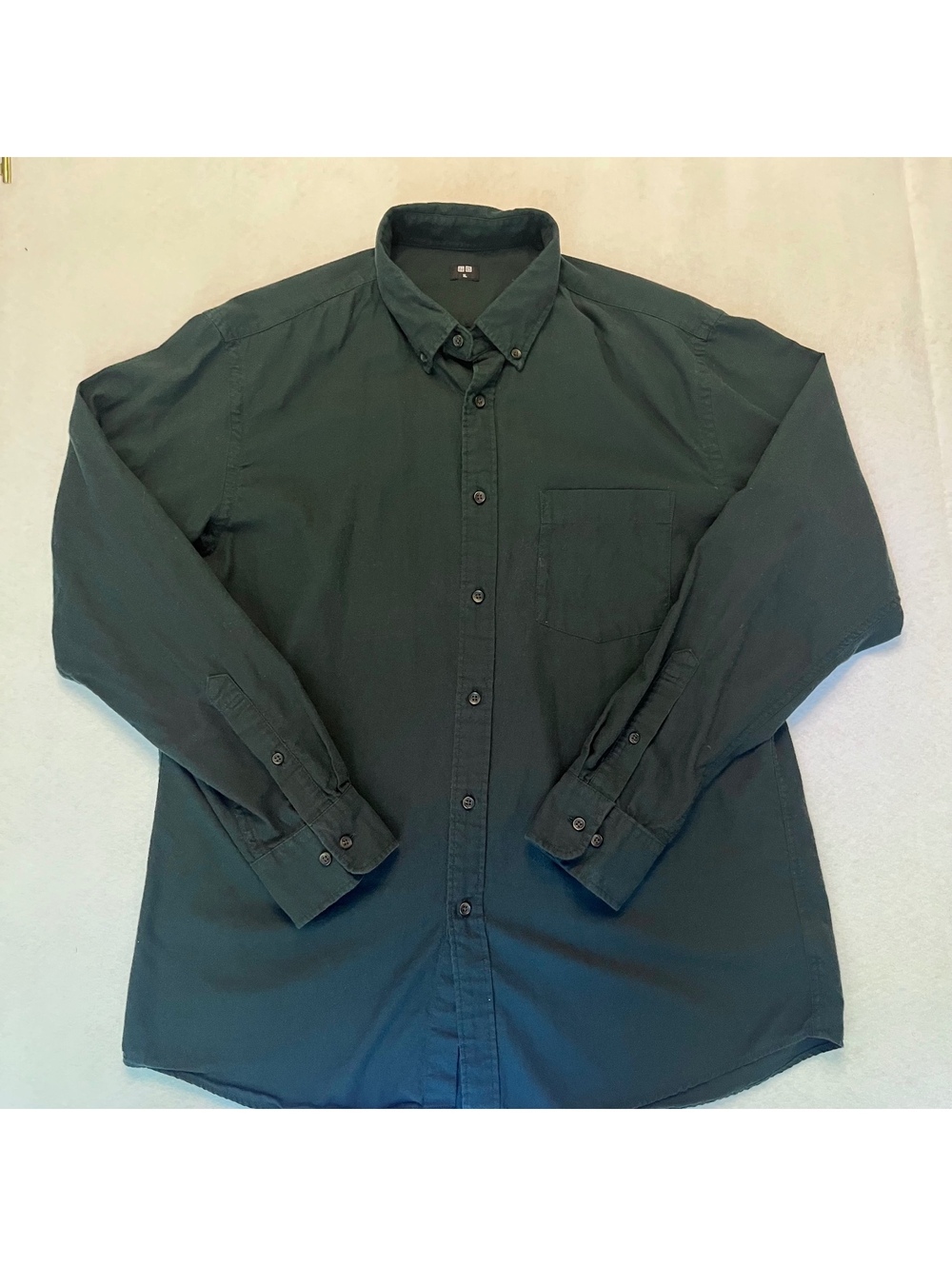 Uniqlo Dark Green Men’s Cotton Button Up Shirt Size XL 90s